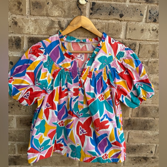 Fate: All My Life White Multi Abstract Blouse Size Large - Picture 3 of 10